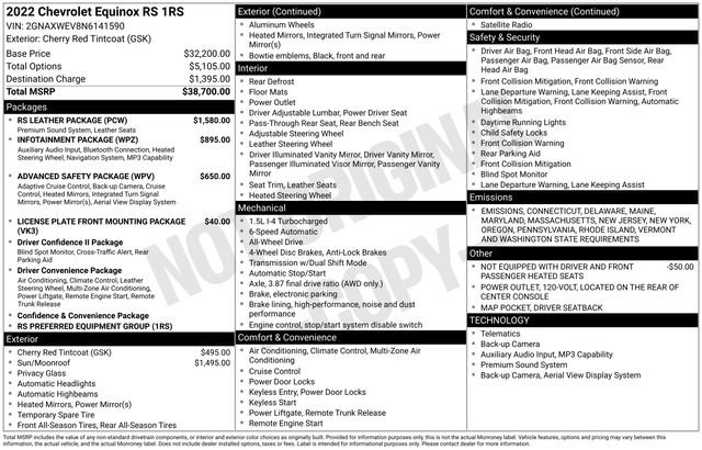 Used 2022 Chevrolet Equinox RS w/ RS Leather Package image 4