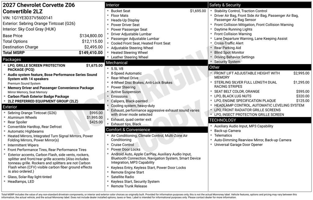 New 2027 Chevrolet Corvette Z06 RWD image 5