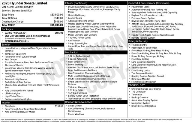 Used 2020 Hyundai Sonata Limited w/ Cargo Package image 10