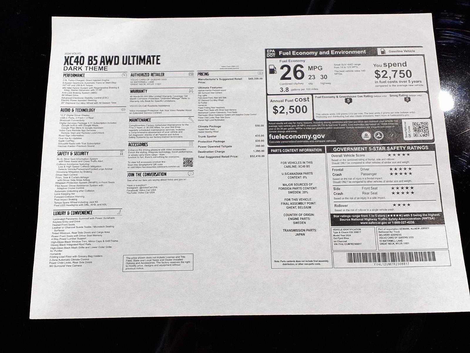 Used 2024 Volvo XC40 B5 Ultimate w/ Protection Package Premier AWD/4WD image 24
