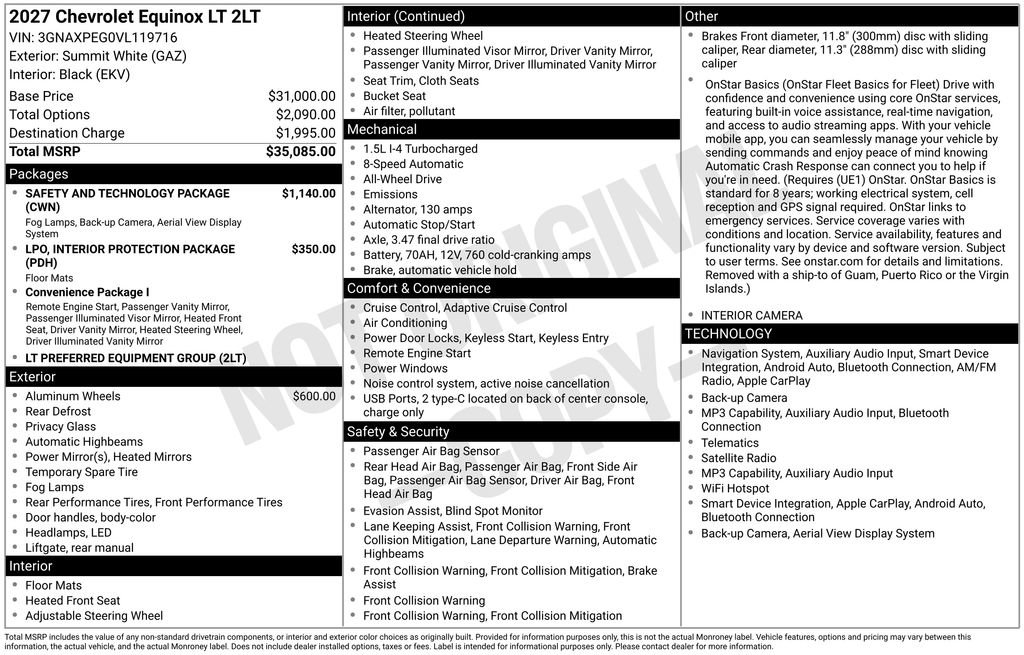 New 2027 Chevrolet Equinox LT w/ Safety and Technology Package AWD/4WD image 35