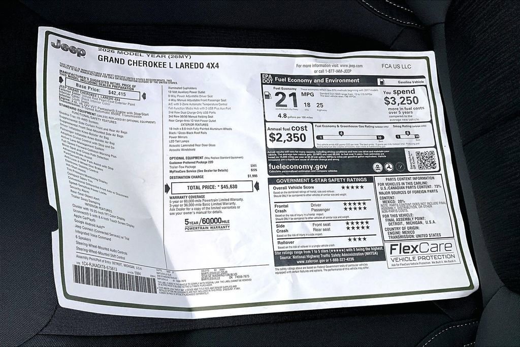 New 2026 Jeep Grand Cherokee L Laredo AWD/4WD image 14