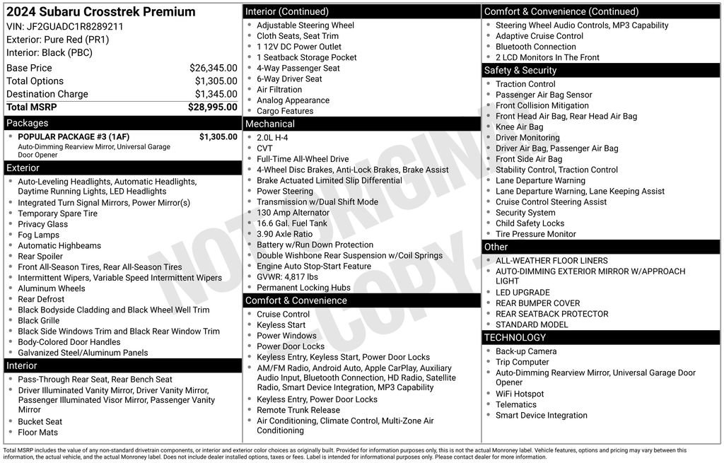 Used 2024 Subaru Crosstrek 2.0i Premium w/ Popular Package #3 image 27