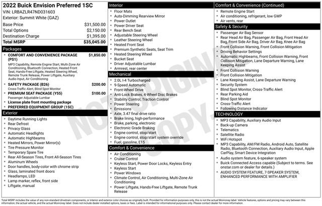 Used 2022 Buick Envision Preferred FWD image 21