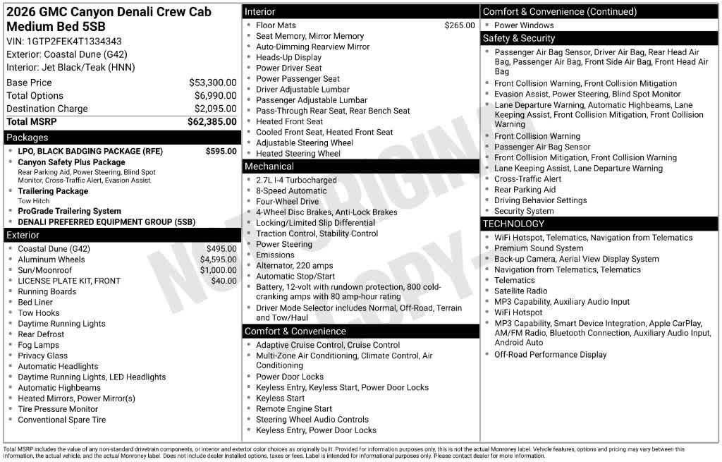 New 2026 GMC Canyon Denali w/ LPO, Black Badging Package AWD/4WD image 26