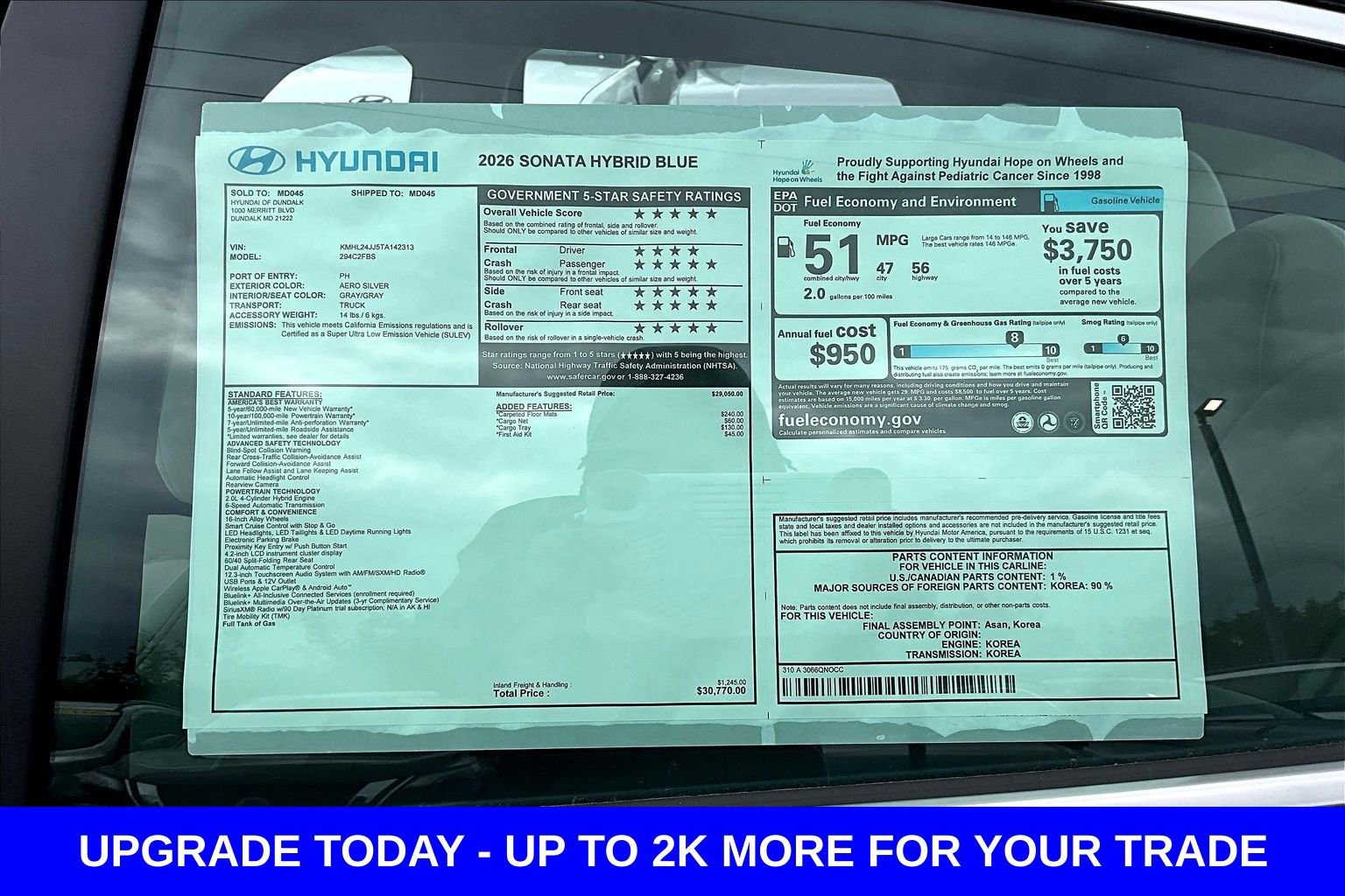 New 2026 Hyundai Sonata Blue FWD image 18