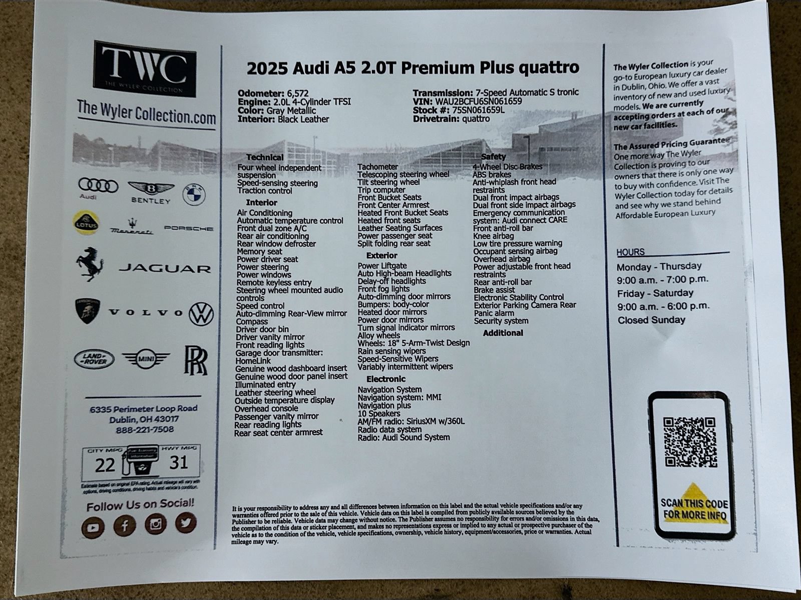 Used 2025 Audi A5 2.0T Premium Plus w/ Premium Plus AWD/4WD image 47