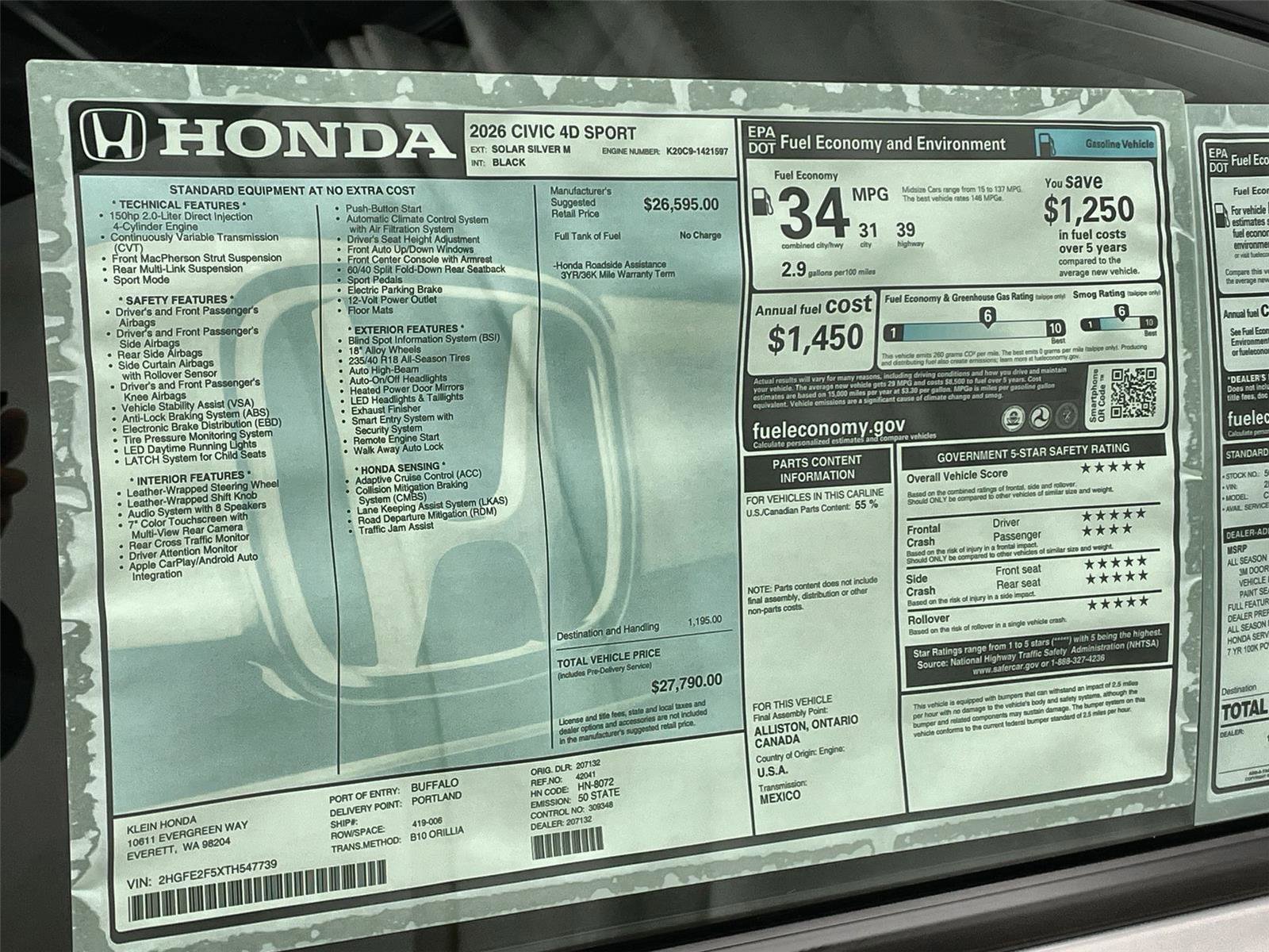 New 2026 Honda Civic Sport image 31