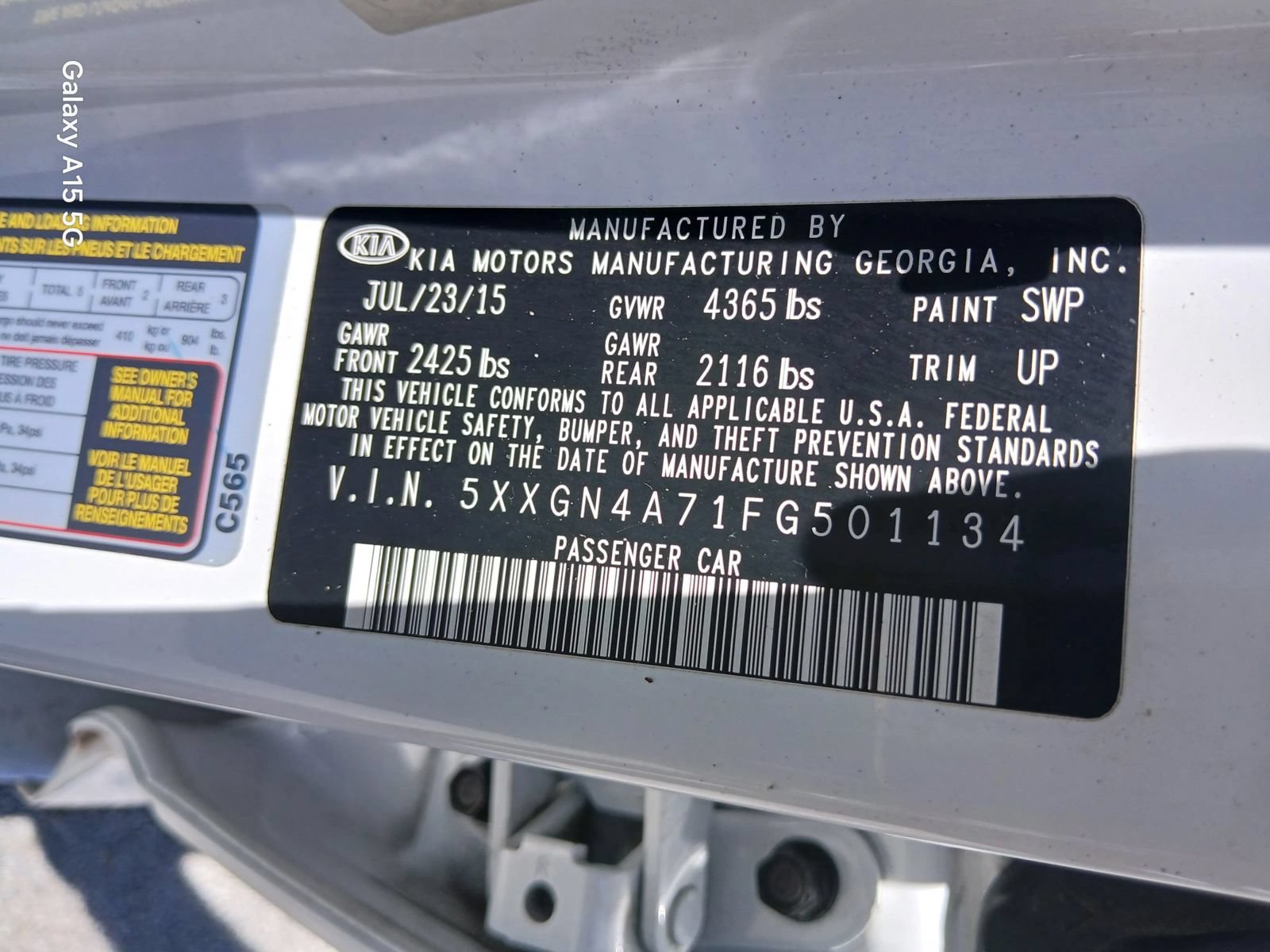 Used 2015 Kia Optima EX w/ EX Premium Package FWD image 12