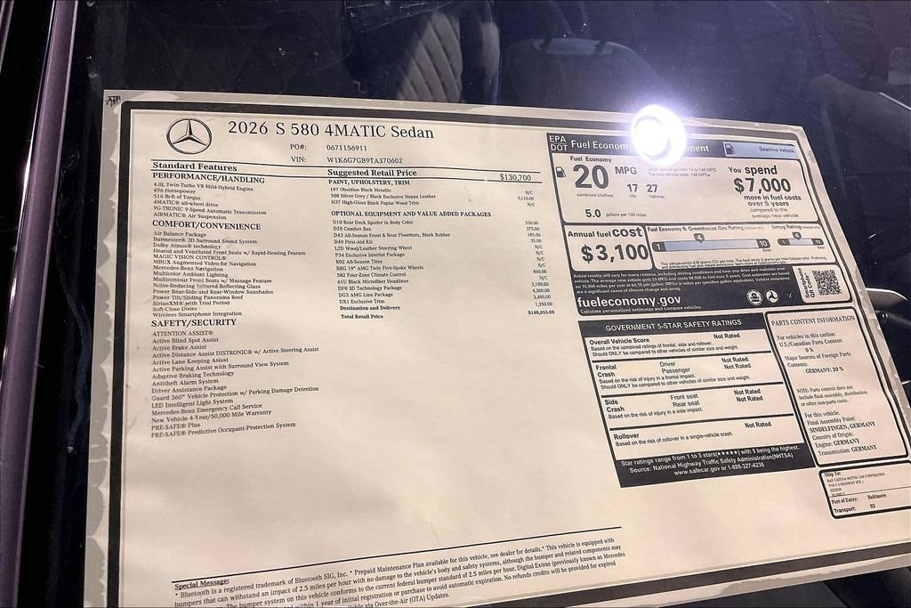 New 2026 Mercedes-Benz S 580 4MATIC Sedan image 12