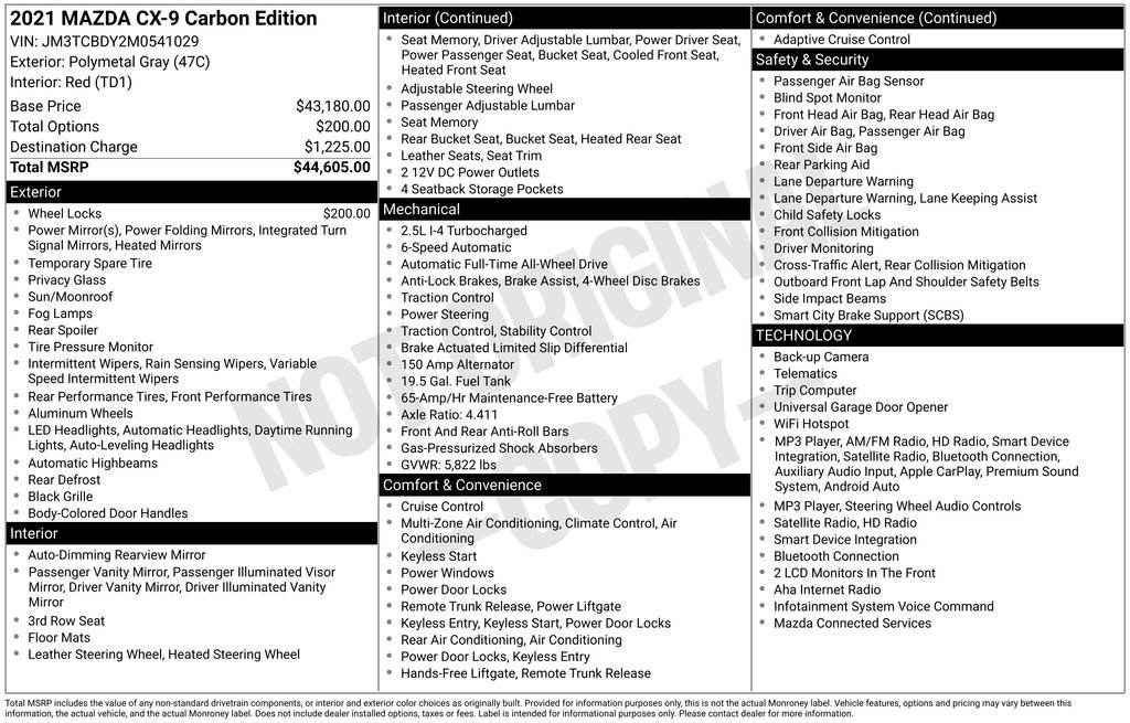 Certified 2021 MAZDA CX-9 Carbon Edition AWD/4WD image 12
