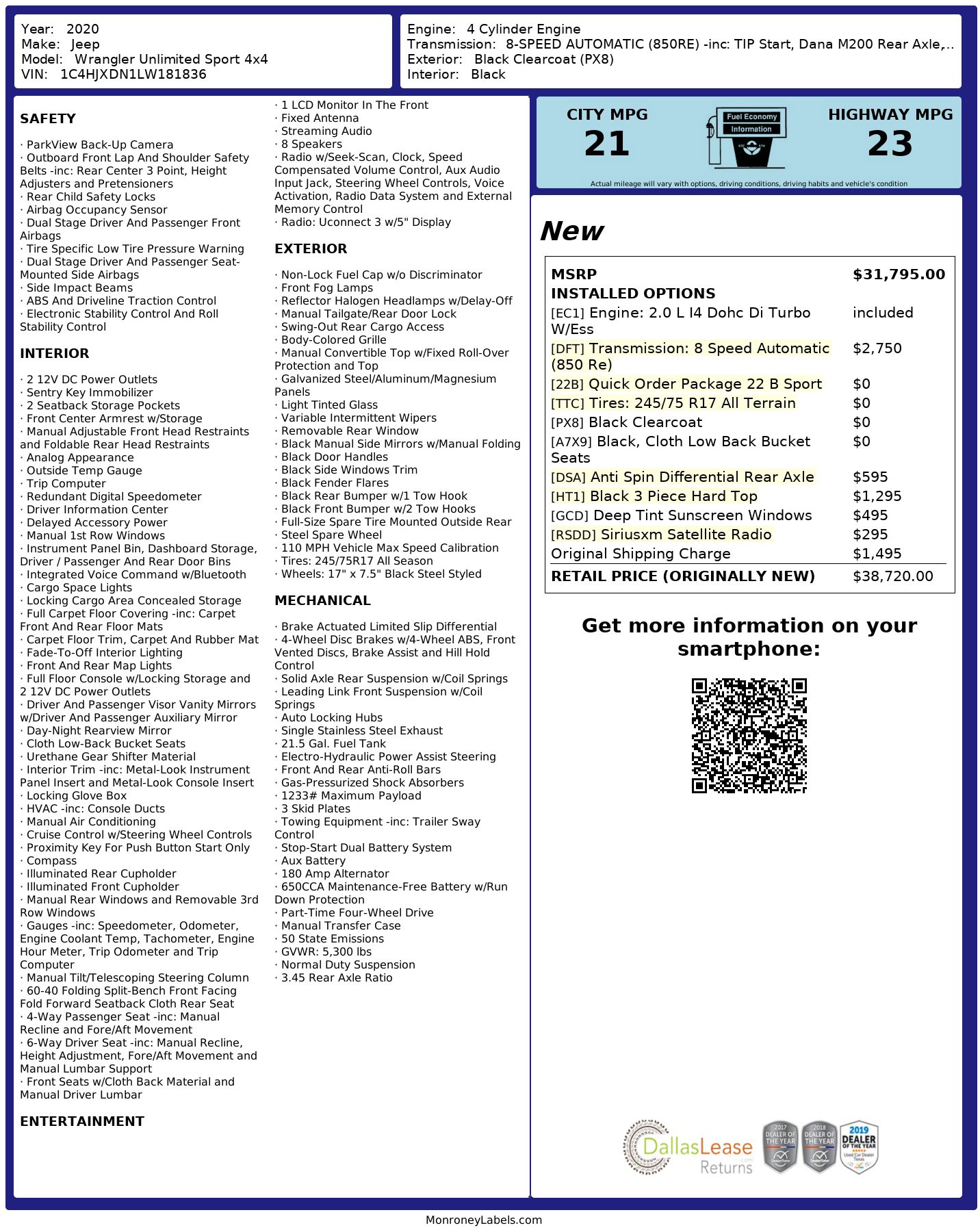 Used 2020 Jeep Wrangler Unlimited Sport image 3