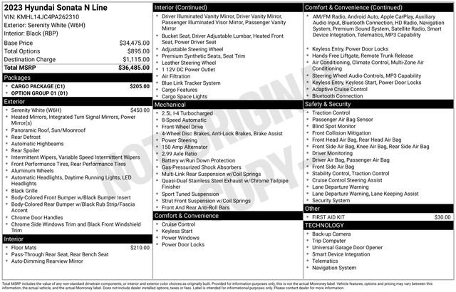 Certified 2023 Hyundai Sonata N Line w/ Cargo Package FWD image 10
