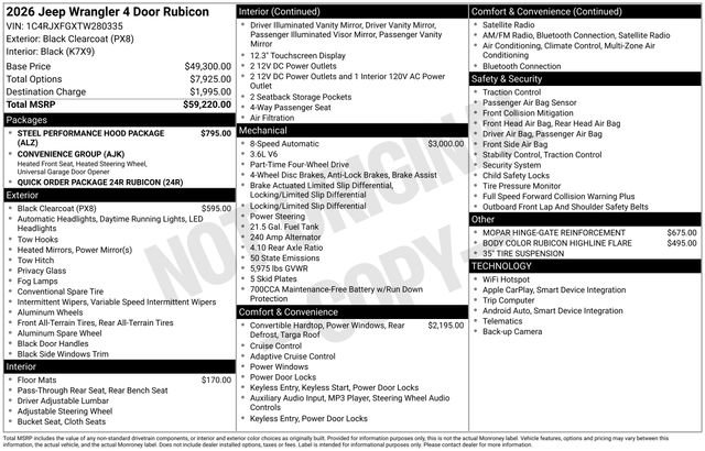 New 2026 Jeep Wrangler Unlimited Rubicon w/ Xtreme 35 Tire Package image 4