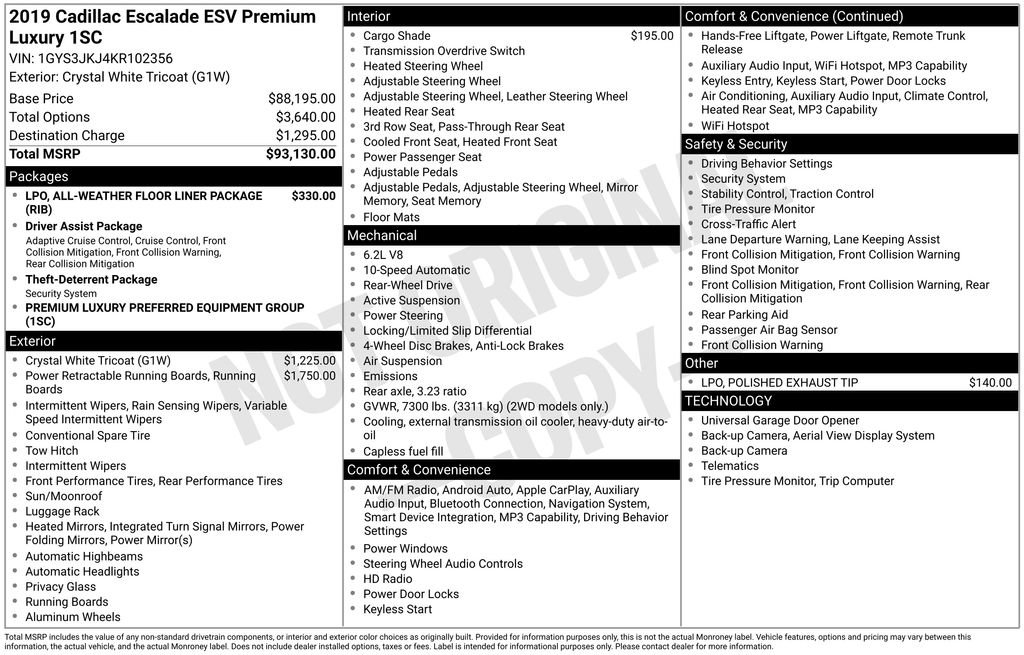 Used 2019 Cadillac Escalade ESV Premium Luxury RWD image 6