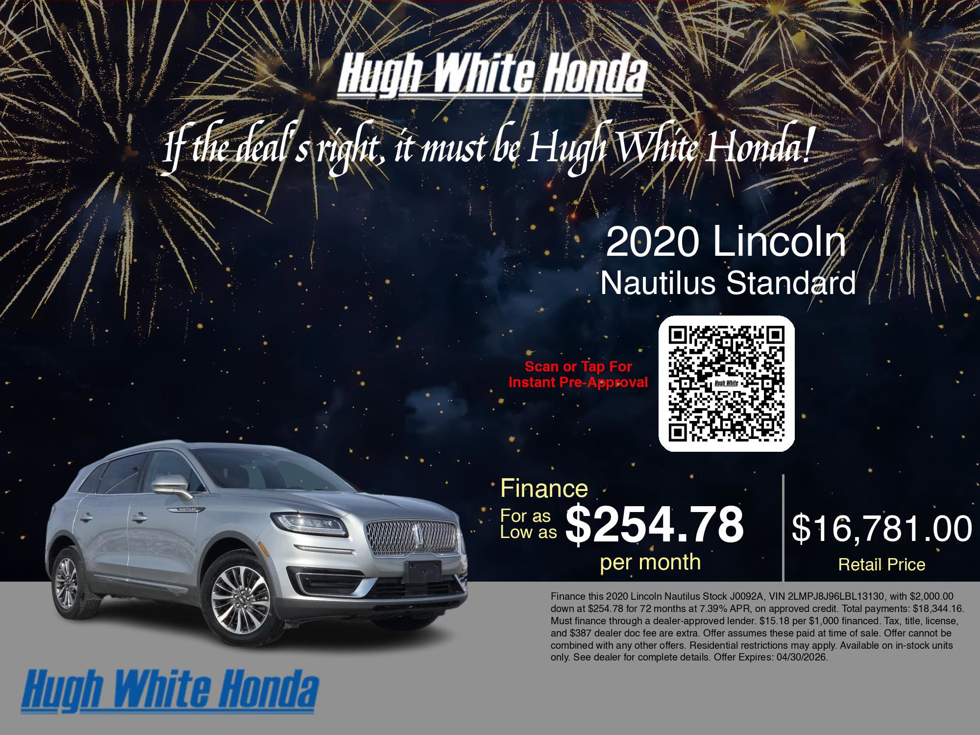 Used 2020 Lincoln Nautilus Premier w/ Equipment Group 101A AWD/4WD image 3