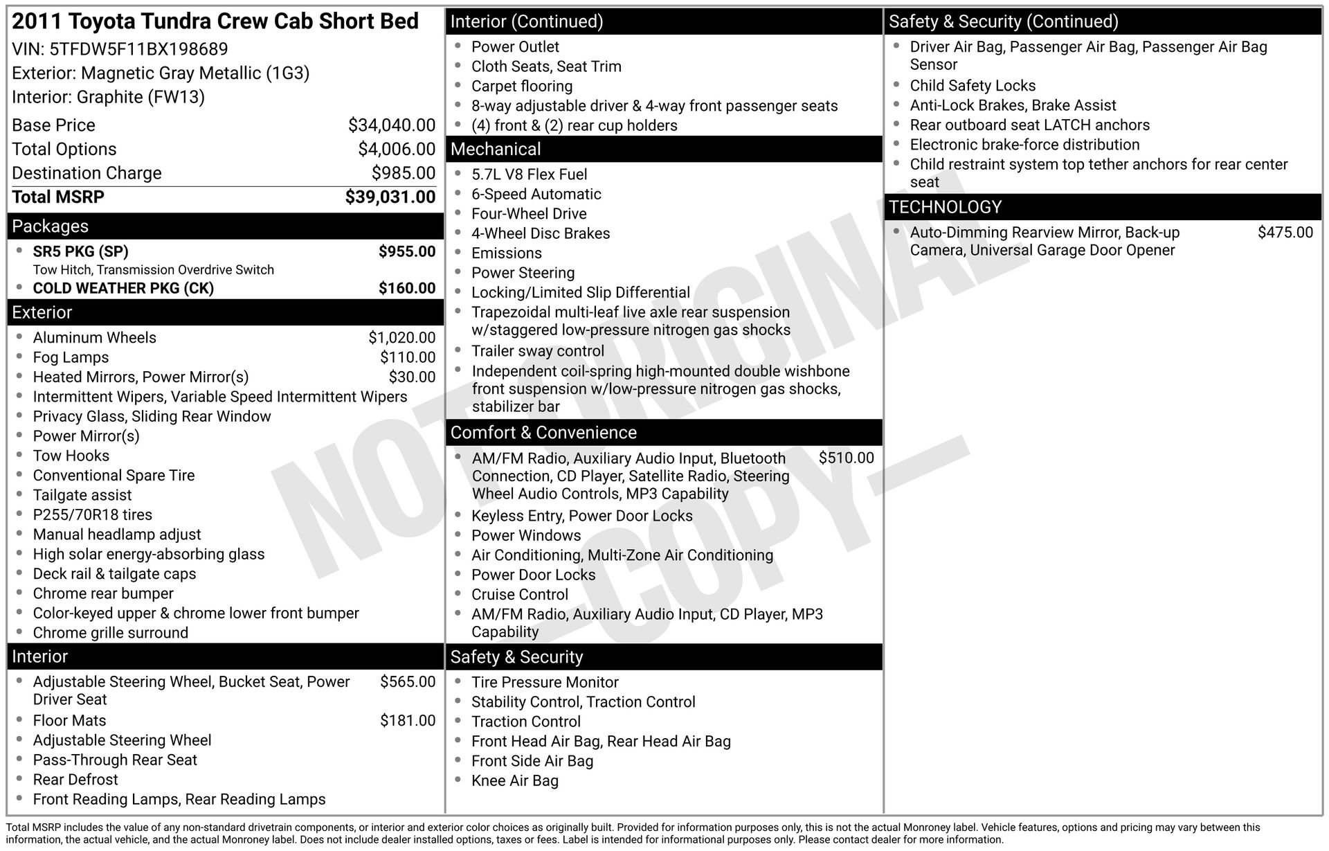 Used 2011 Toyota Tundra 4x4 CrewMax w/ SR5 Pkg image 3