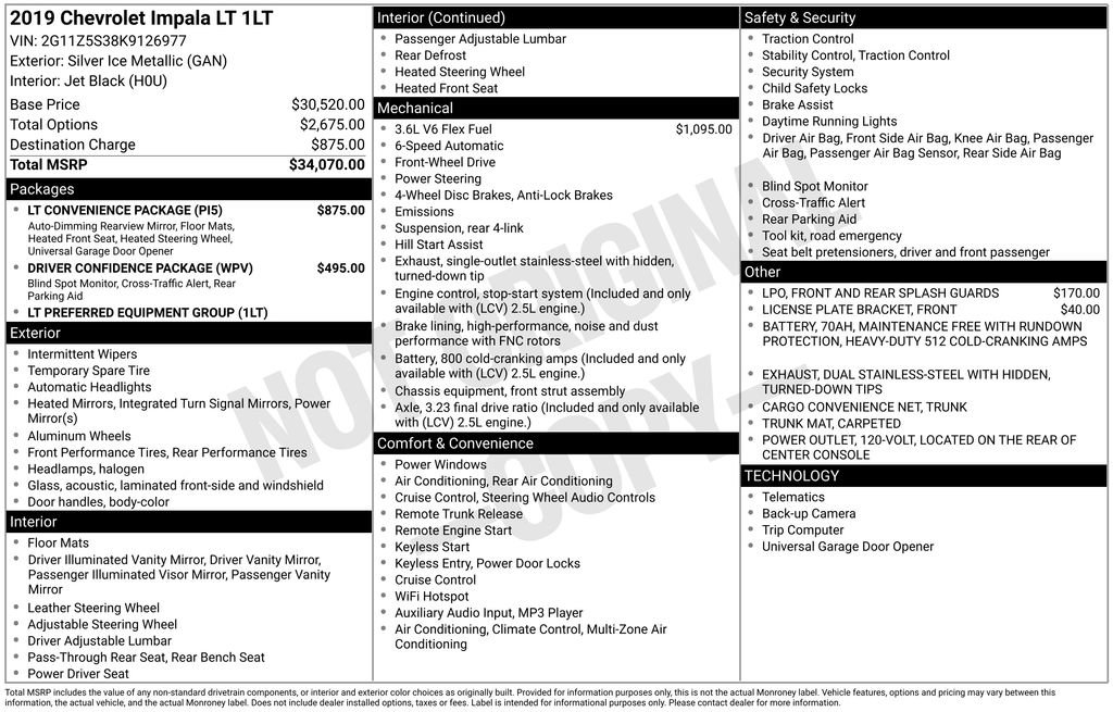 Used 2019 Chevrolet Impala LT w/ LT Convenience Package image 37