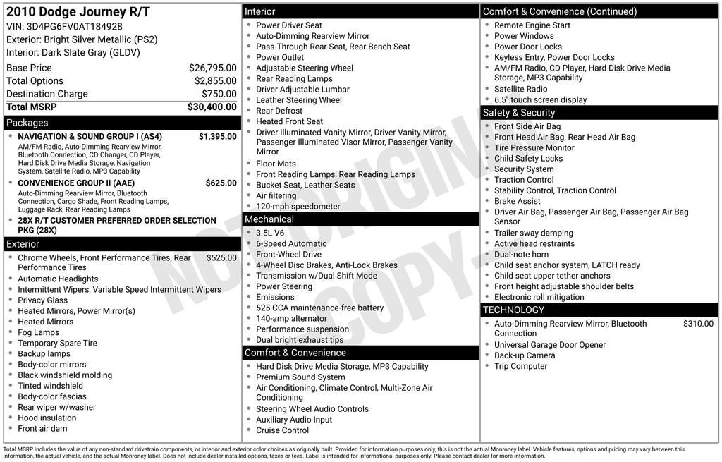 Used 2010 Dodge Journey R/T w/ Navigation & Sound Group I FWD image 11