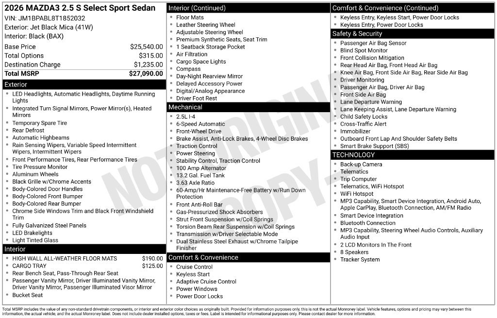Used 2026 MAZDA MAZDA3 s Sport