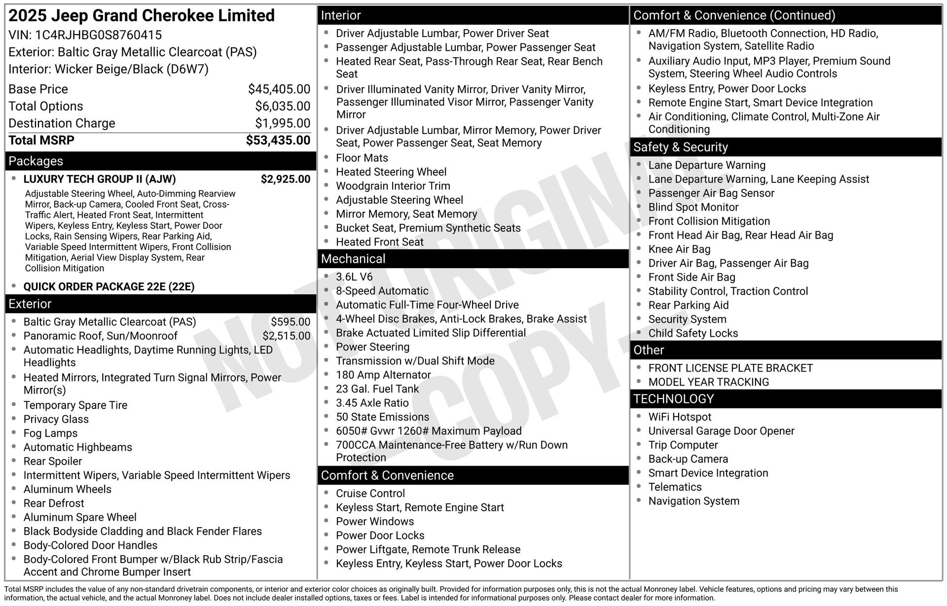 New 2025 Jeep Grand Cherokee Limited w/ Luxury Tech Group II image 3