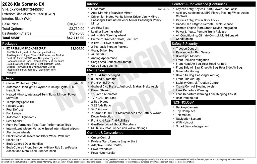 New 2026 Kia Sorento EX w/ EX Premium Package FWD image 8
