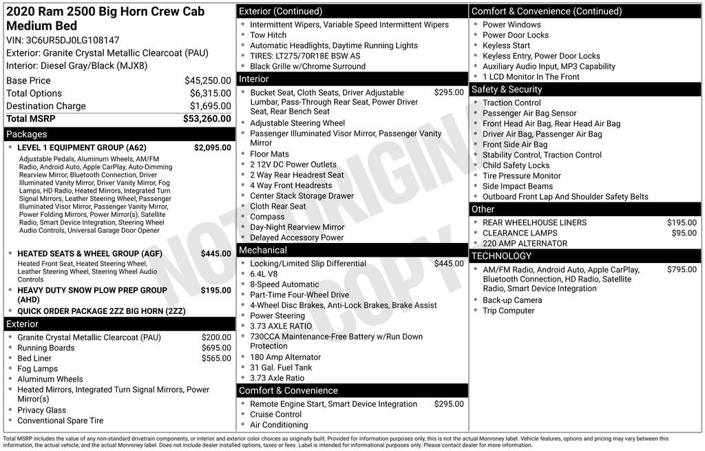 Used 2020 RAM 2500 Big Horn w/ Level 1 Equipment Group AWD/4WD image 7