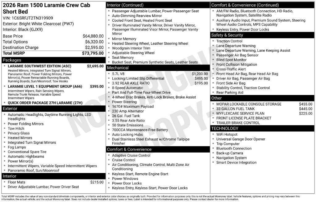 New 2026 RAM 1500 Laramie w/ Laramie Southwest Edition AWD/4WD image 6