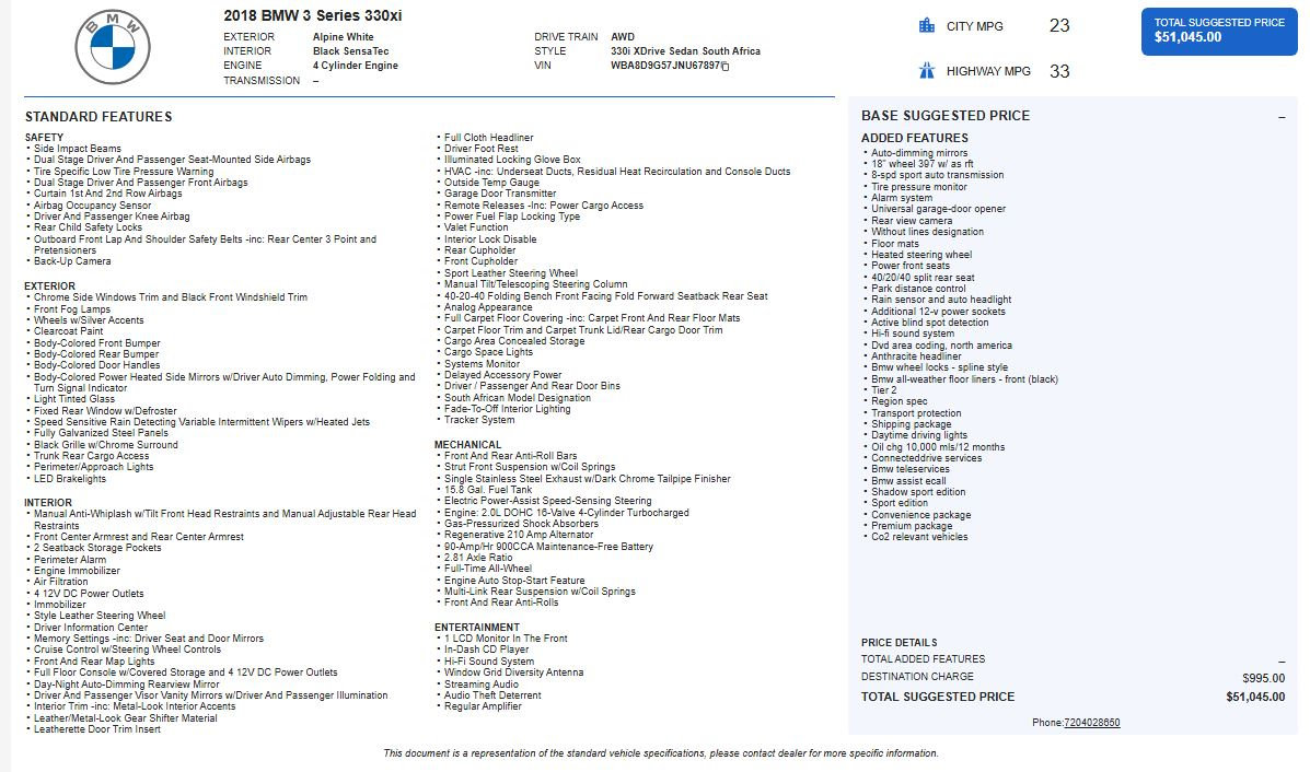 Used 2018 BMW 330i xDrive Sedan image 2