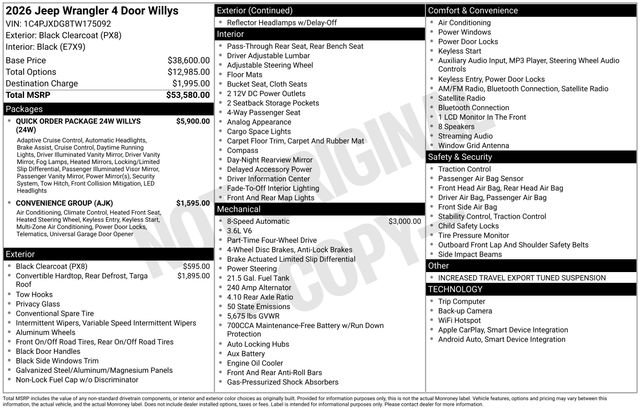 New 2026 Jeep Wrangler Unlimited Sport AWD/4WD image 25