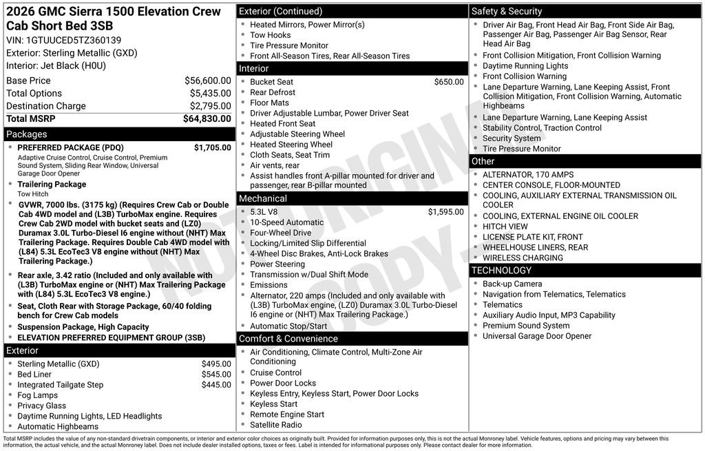 New 2026 GMC Sierra 1500 Elevation w/ Preferred Package AWD/4WD image 5
