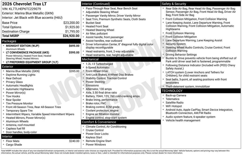 New 2026 Chevrolet Trax LT w/ Midnight Edition FWD image 25