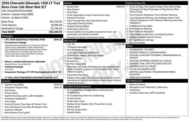 New 2026 Chevrolet Silverado 1500 LT Trail Boss w/ LPO, Dark Essentials Package image 5