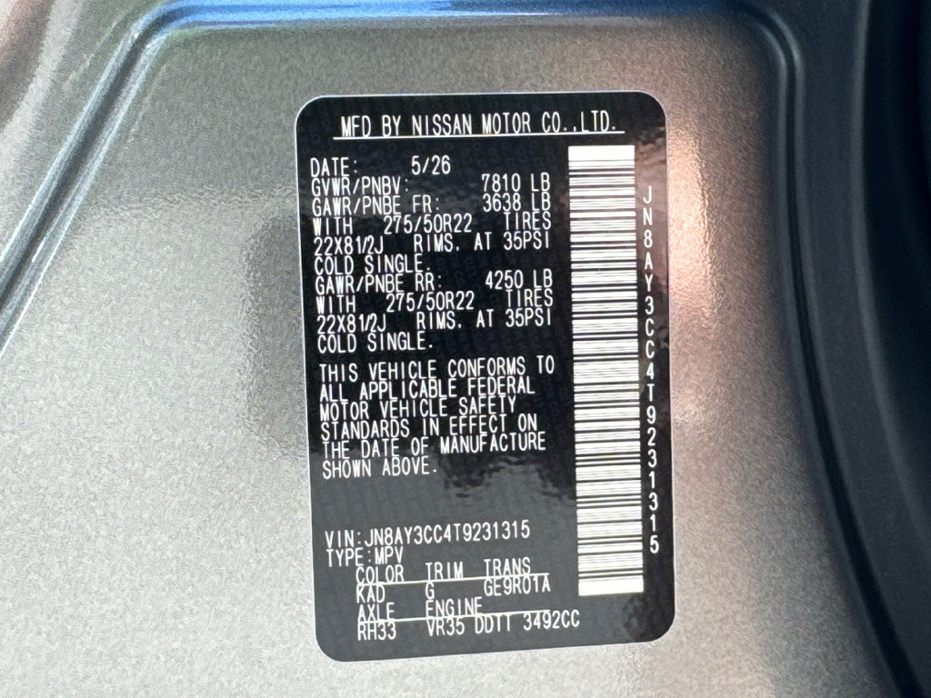 New 2026 Nissan Armada Platinum Reserve AWD/4WD image 38
