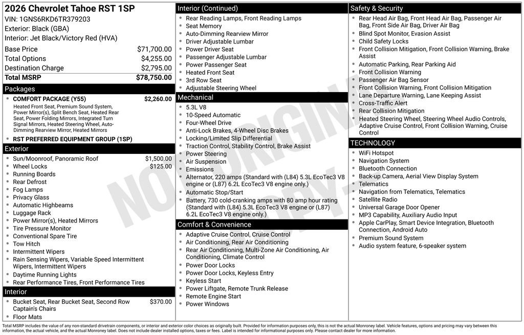 New 2026 Chevrolet Tahoe RST w/ Comfort Package AWD/4WD image 35