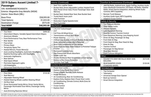 Used 2019 Subaru Ascent Limited image 32