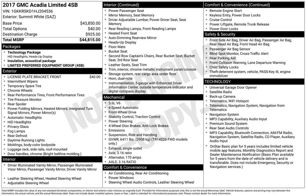 Used 2017 GMC Acadia Limited SLT image 3