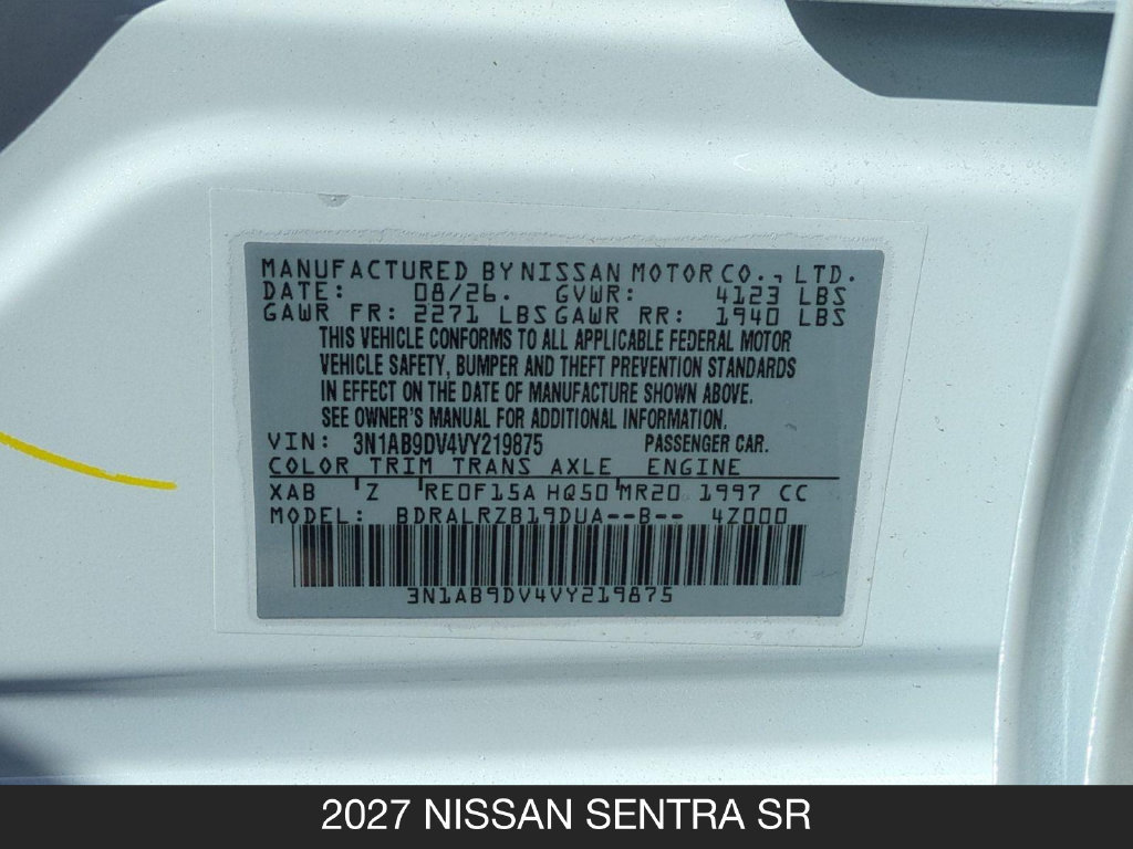New 2027 Nissan Sentra SR FWD image 24