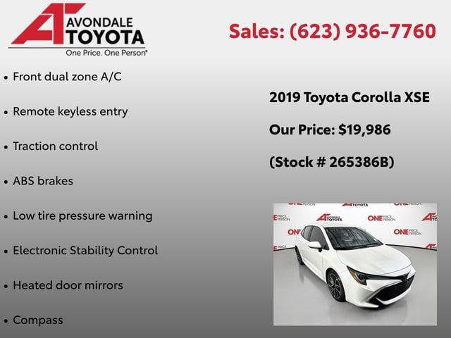 Certified 2019 Toyota Corolla XSE FWD image 7