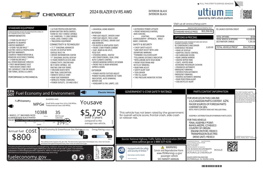 Certified 2024 Chevrolet Blazer EV RS AWD/4WD image 12