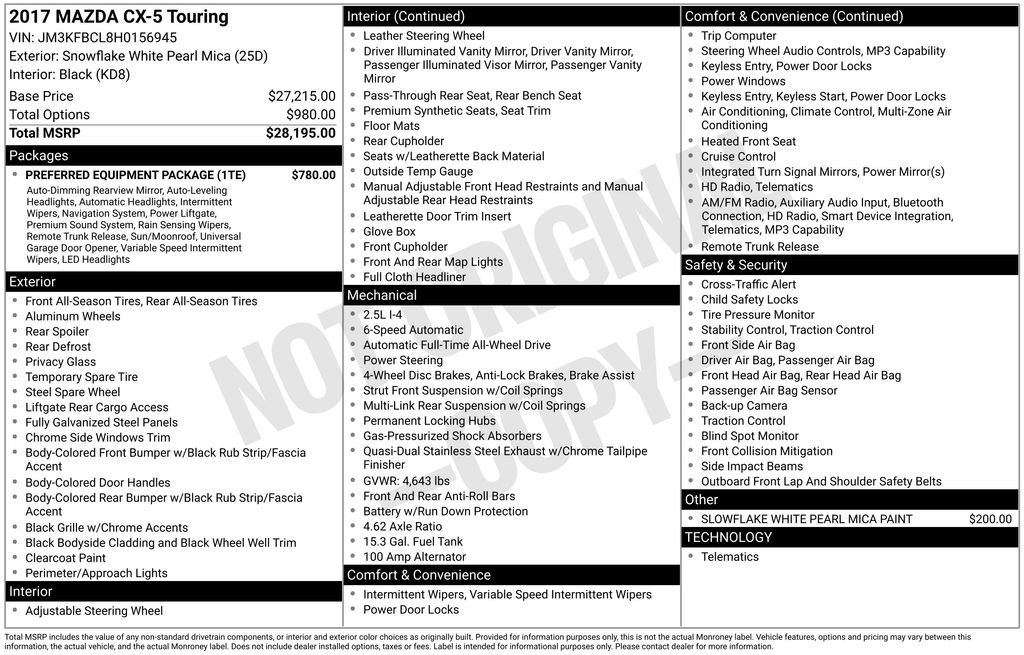 Used 2017 MAZDA CX-5 Touring w/ Preferred Equipment Package image 2