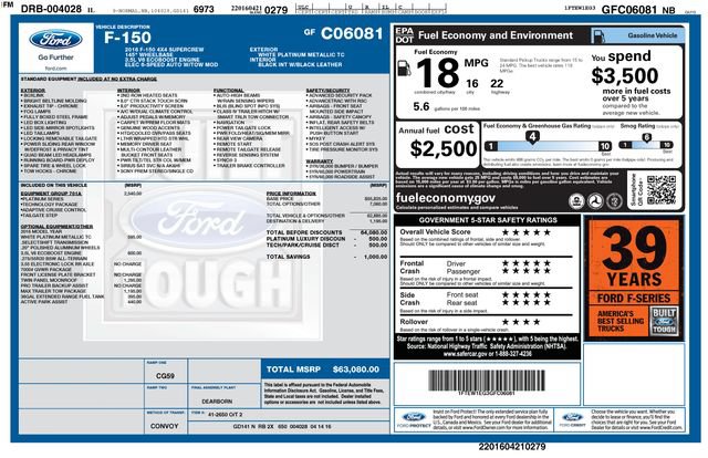 Used 2016 Ford F150 Platinum w/ Equipment Group 701A Luxury AWD/4WD image 7