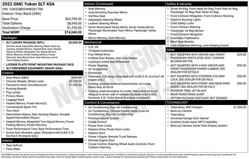 Used 2022 GMC Yukon SLT w/ SLT Luxury Package AWD/4WD image 24