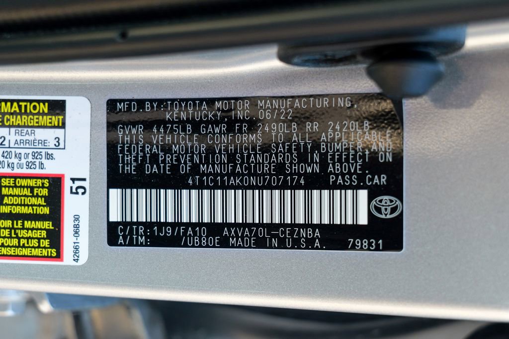 Used 2022 Toyota Camry LE w/ Carpet Mat Package (TMS) FWD image 56