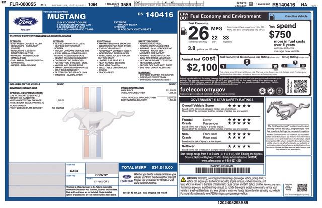 Used 2024 Ford Mustang Coupe w/ Mustang Nite Pony Package RWD image 5