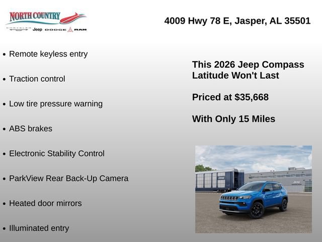 New 2026 Jeep Compass Latitude w/ Quick Order Package 29K AWD/4WD image 9
