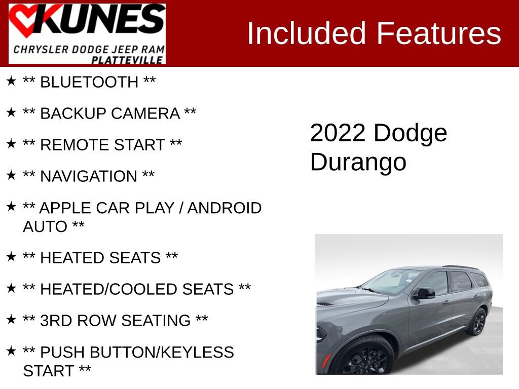 Used 2022 Dodge Durango R/T w/ Blacktop Package image 2