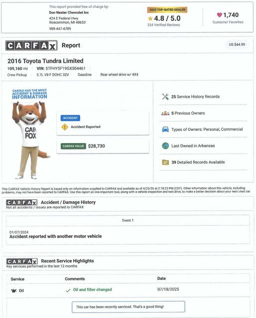 Used 2016 Toyota Tundra Limited AWD/4WD image 5