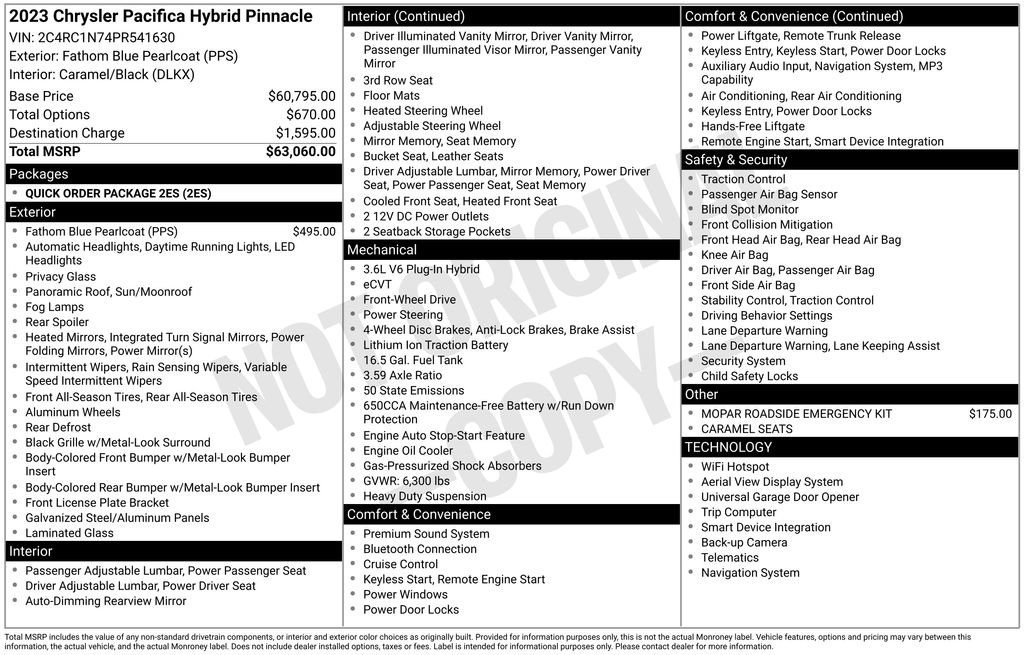 Used 2023 Chrysler Pacifica Pinnacle FWD image 1