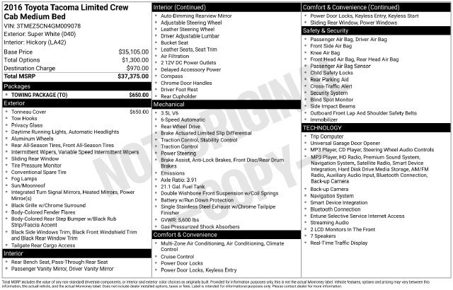Used 2016 Toyota Tacoma Limited w/ Towing Package RWD image 44